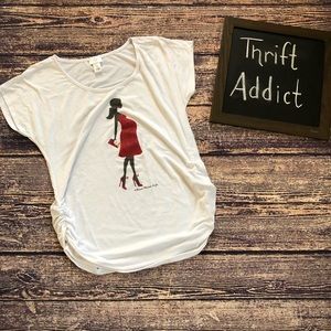 🌀Motherhood Maternity | White Ruched Glam Tee